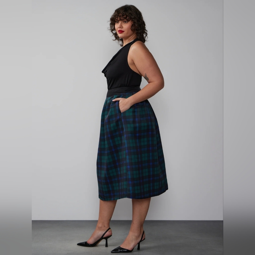 NWT New York & Company Tartan Midi Skirt Plus Size 3x
